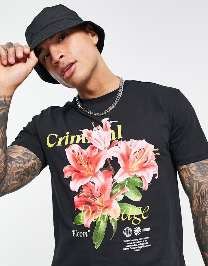Criminal Damage Bloom T-shirt In Black