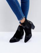 New Look Western Snake Effect Detail Ankle Boot - Black
