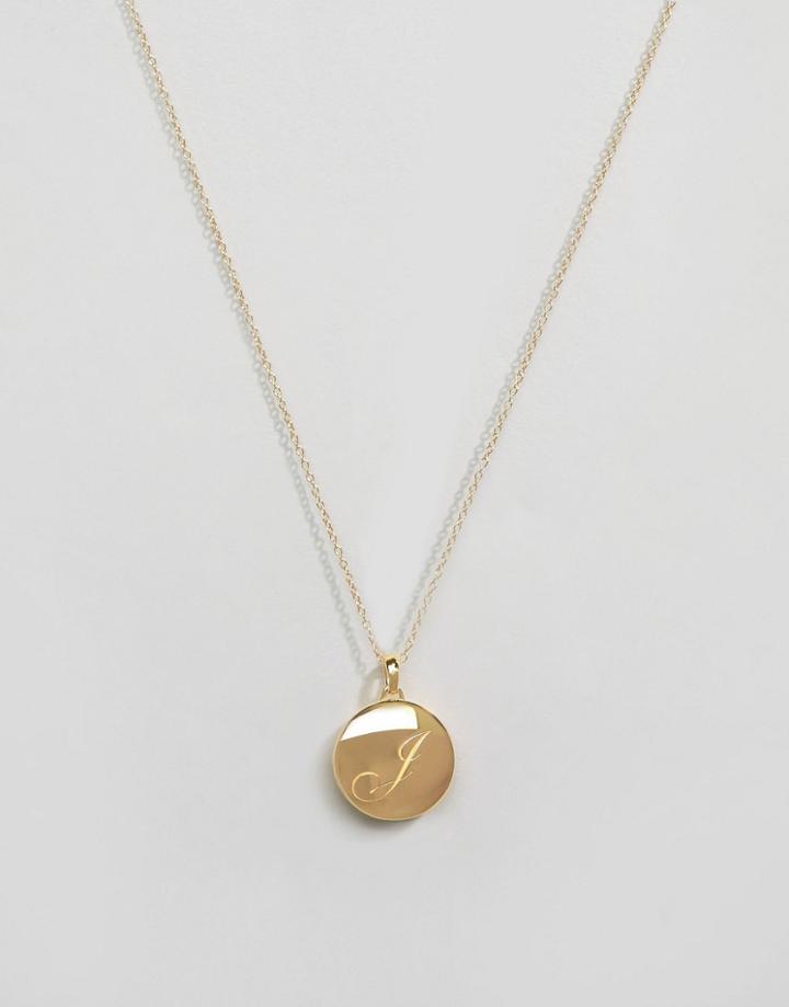 Carrie Elizabeth 14k Gold Vermeil Engraved J Initial Locket With Diamond Detail Locket - Gold