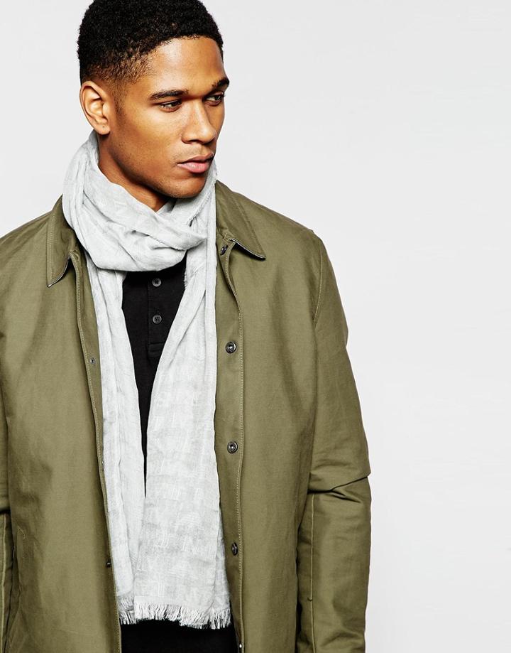 Armani Jeans Logo Lightweight Scarf - Gray