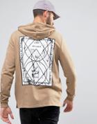 Asos Hoodie With Back Geo Marble Print - Beige