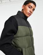 Jack & Jones Originals Puffer Vest In Khaki Color Block-green
