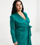 Saint Genies Plus Velvet And Satin Corest Bandeau Midi Dress In Black
