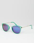 Trip Round Sunglasses With Mirror Lens - Green