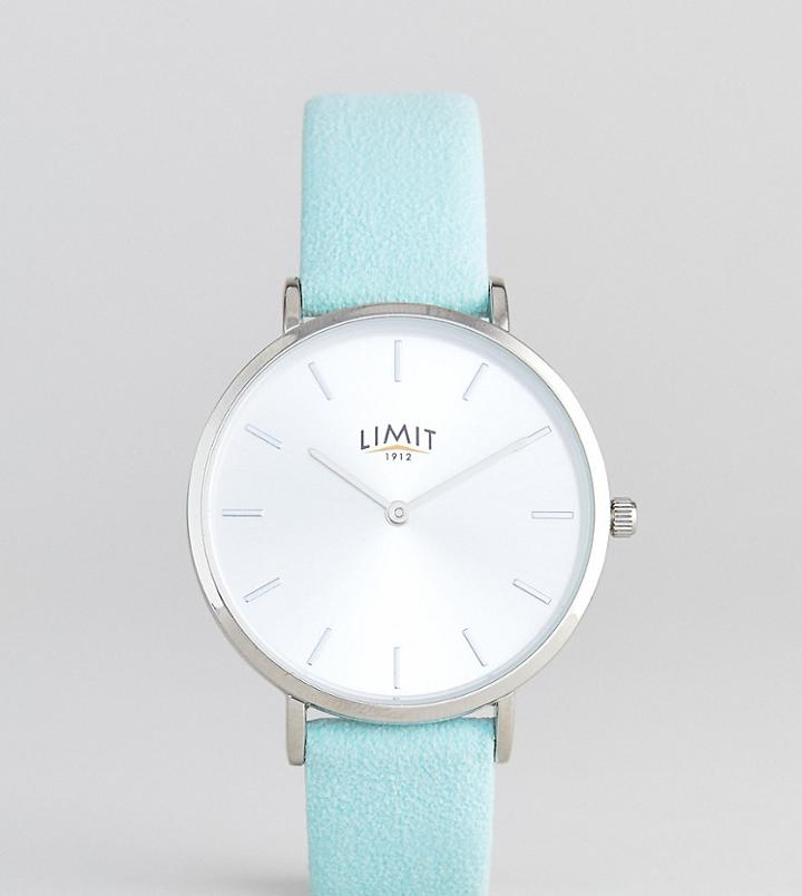 Limit Faux Suede Leather Watch In Green Exclusive To Asos 36mm - Gold