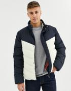 Native Youth Color Blocking Puffer Jacket-navy