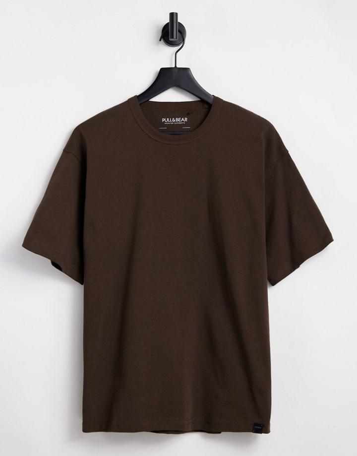 Pull & Bear Oversized T-shirt In Brown