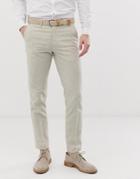 Jack & Jones Premium Regular Fit Suit Pants In Beige Linen-white