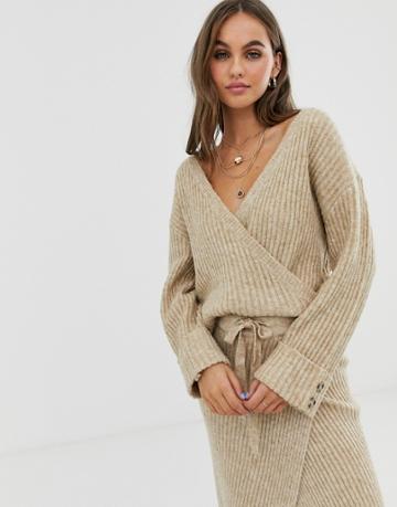 Pieces Wrap Knitted Sweater Two-piece