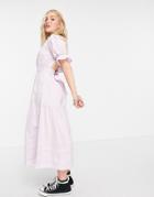 Influence Cotton Poplin Open Back Midi Dress In Lilac-purple