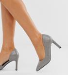 Z Code Z Exclusive Gray Croc D'orsay Heeled Shoes-blue