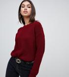 Boohoo Basic Crew Neck Knitted Sweater In Wine - Purple