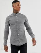 River Island Muscle Fit Denim Shirt In Gray