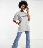 Reclaimed Vintage Inspired Unisex Organic Cotton Sport Logo T-shirt In Heather Gray-green