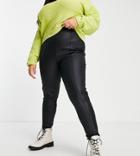 Yours Seam Front Faux Leather Leggings In Black