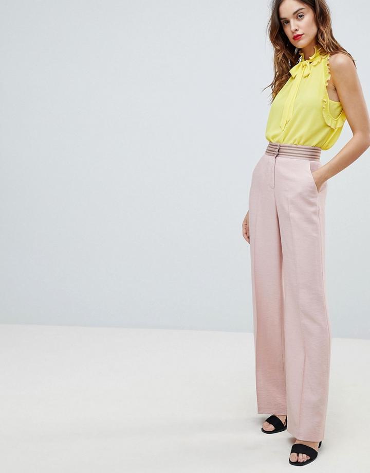 Sisley Wide Leg Sport Trim Pants - Pink
