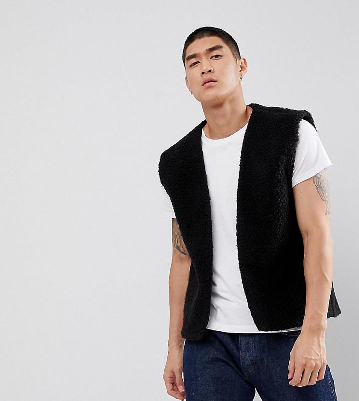 Reclaimed Vintage Inspired Borg Vest In Black - Black
