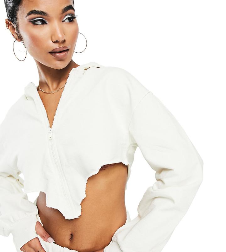 Asyou V Front Set Hoodie In Ecru-white