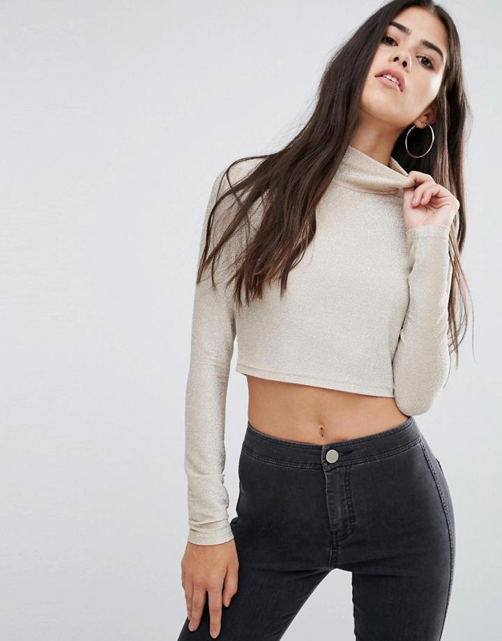 Pixie & Diamond High Neck Crop Top - Gold