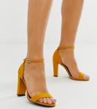 New Look Wide Fit Block Heel In Dark Yellow - Yellow