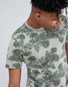 Only & Sons T-shirt With All Over Leaf Print - Green