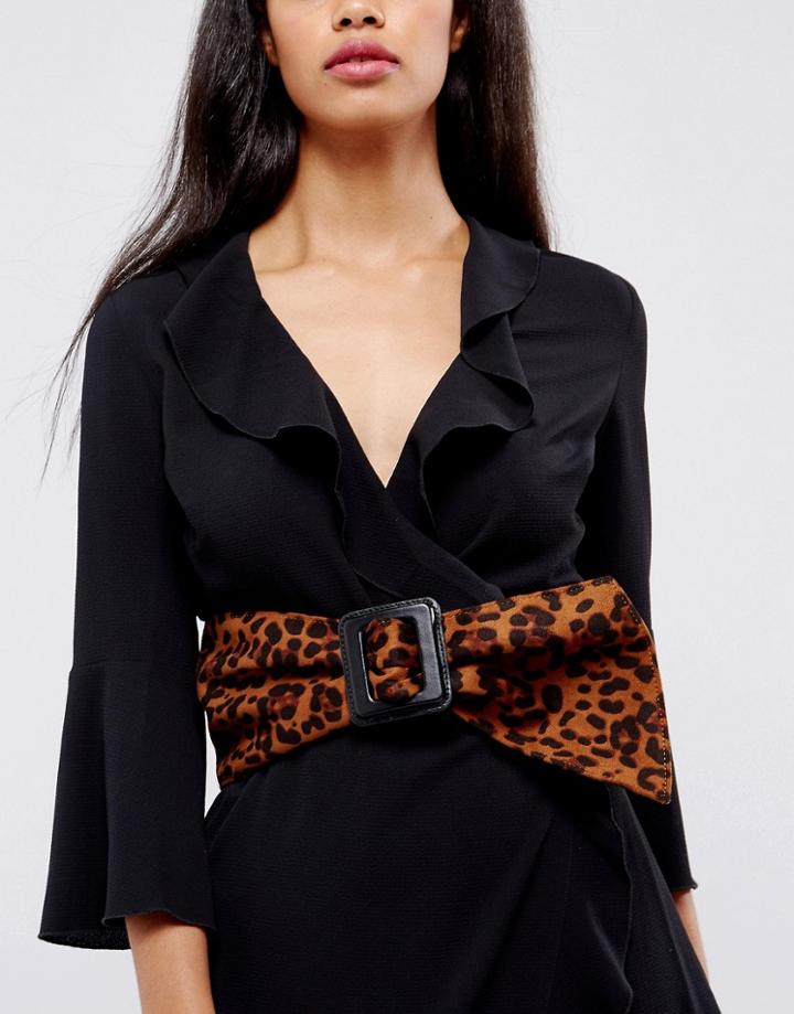 Asos 80s Leopard Sash Waist Belt - Multi
