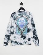 Asos Design Oversized Long Sleeve T-shirt In Tie Dye With Skull Print-multi