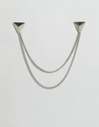 Designb London Triangle Collar Tips & Chain In Silver - Silver
