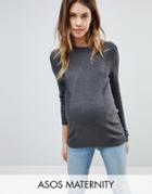 Asos Maternity Sweater With Crew Neck And Panel Detail - Gray