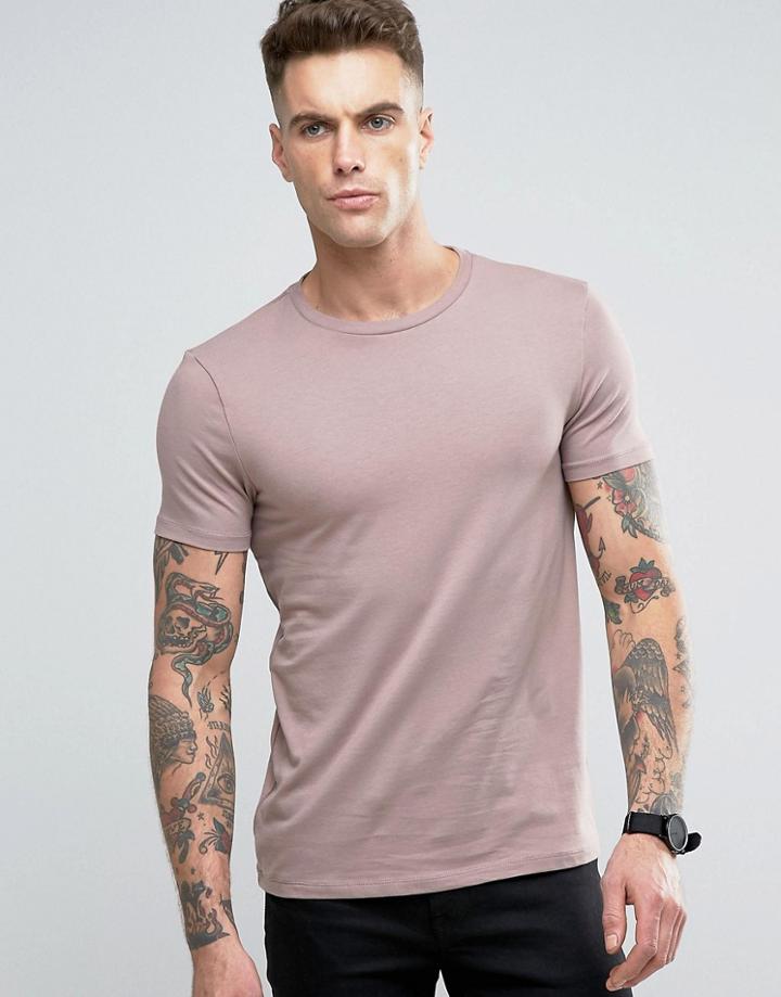 Asos Muscle T-shirt In Pink - Pink