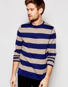 Esprit Long Sleeved Striped Top - Navy
