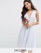 Tfnc Wedding Embellished Midi Dress With Plunge Neck - Blue