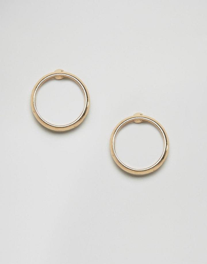 Asos Sleek Circle Stud Earrings - Gold