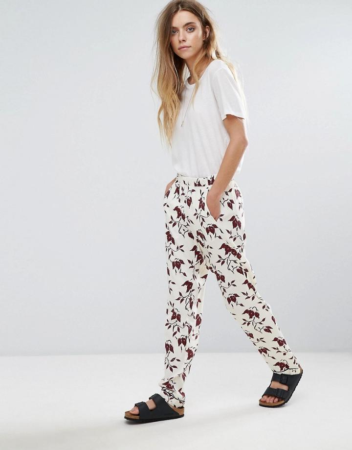 Ganni Maxwell Crepe Print Pants - Red