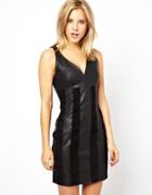 Asos Leather Mix Mini Bodycon - Black