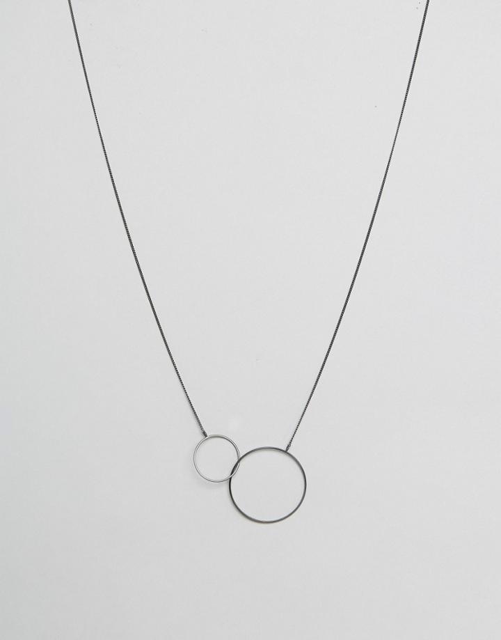 Pilgrim Double Hoop Necklace - Silver