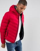 Brave Soul Nylon Hooded Padded Hooded Jacket - Red