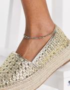 Designb London Double Row Beaded Anklet In Gold-multi