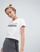 Bershka Feeling Peachy Slogan T-shirt In White - Gray
