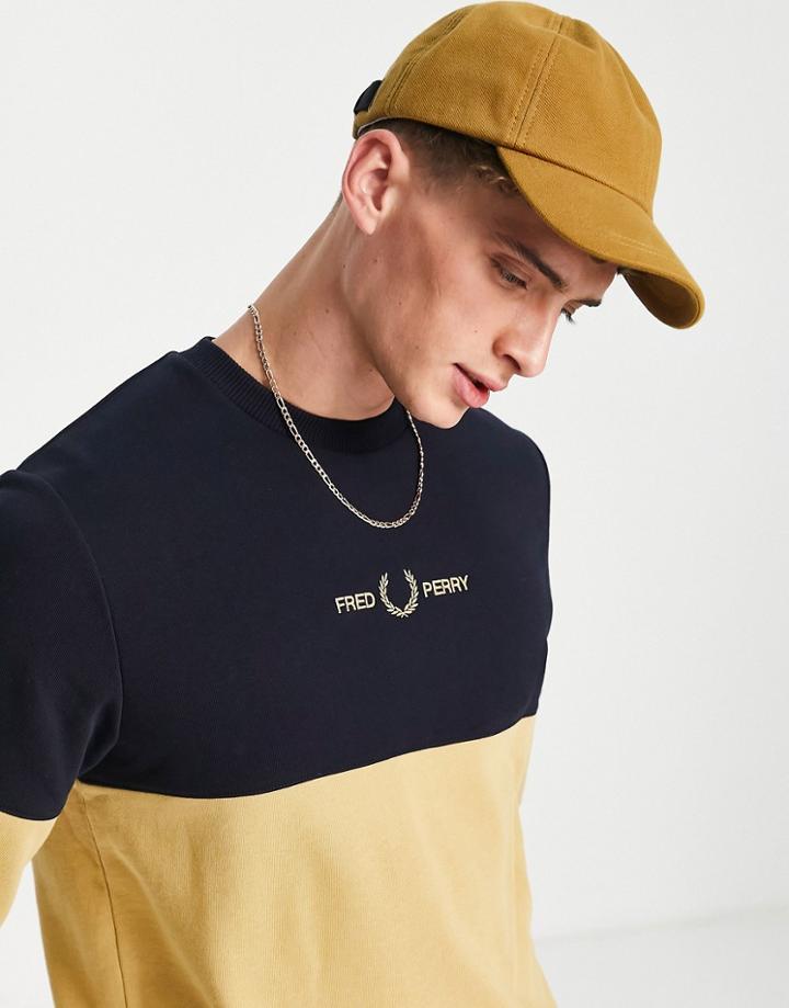 Fred Perry Color Block Sweatshirt In Beige-neutral