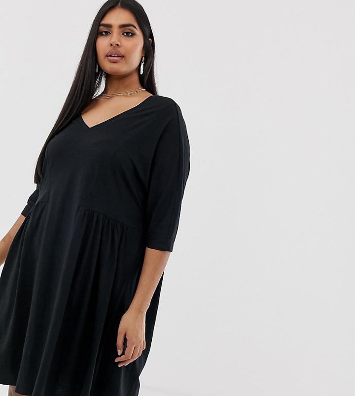 Junarose V- Neck Jersey Dress - Green