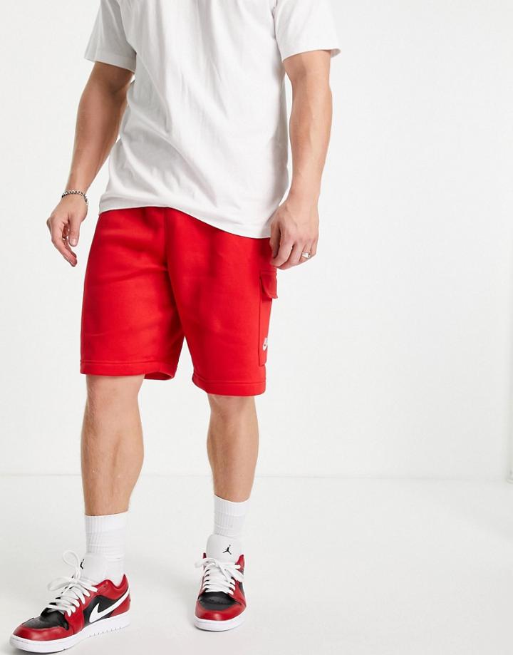 Nike Club Fleece Cargo Shorts In Red