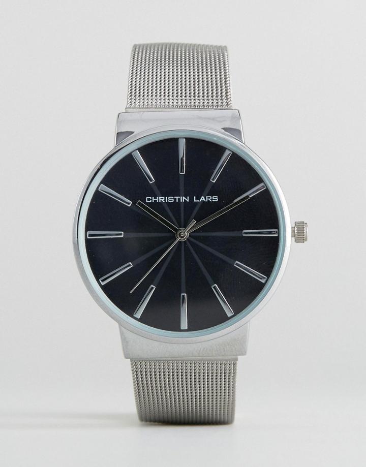 Christian Lars Black Bracelet Watch With Round Black Dial - Black