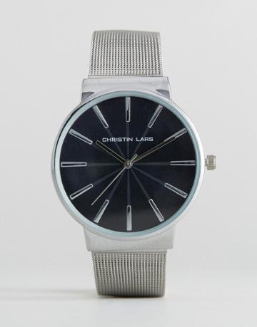 Christian Lars Black Bracelet Watch With Round Black Dial - Black