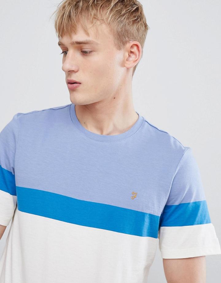 Farah Haryln Block Stripe T-shirt In Blue - Blue