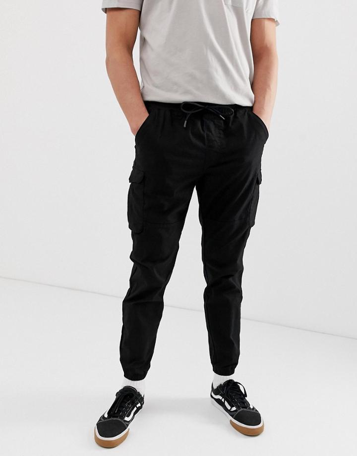 Pull & Bear Cargo Pants In Black - Black