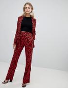 Missguided Tailored Pants In Leopard - Red