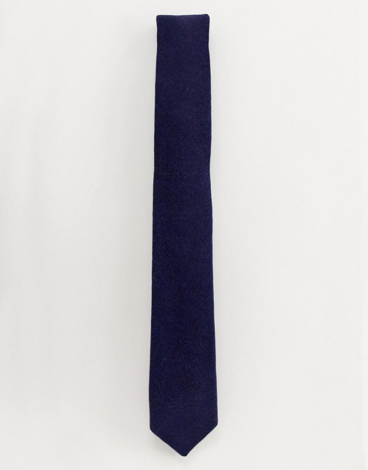Gianni Feraud Plain Flannel Tie-navy