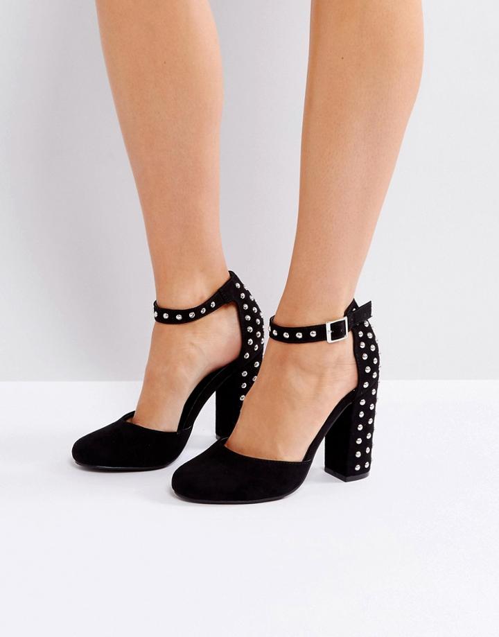 Truffle Collection Dome Stud Heel Shoe - Black
