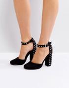 Truffle Collection Dome Stud Heel Shoe - Black